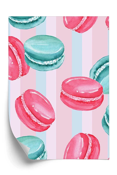 Öntapadós tapéta Rózsaszín és kék macaroons
