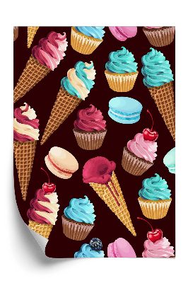 Öntapadó tapéta Varrat nélküli mintát fagylalt édességek