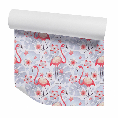 Zidna tapeta Flamingók szürke levelekben