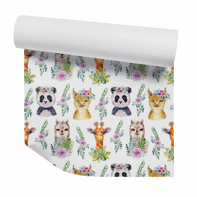 Öntapadós tapéta falra Vadon élő állatok a virágok között