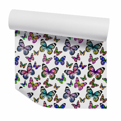 Modern tapéta Színes pillangók fehér alapon