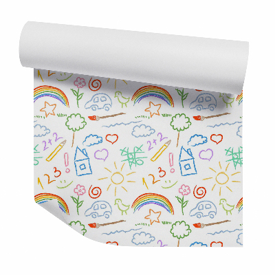 Öntapadós tapéta falra Gyermeki rajz színes ceruzával