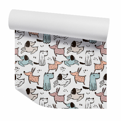 Öntapadós tapéta falra Különféle színes kutyák