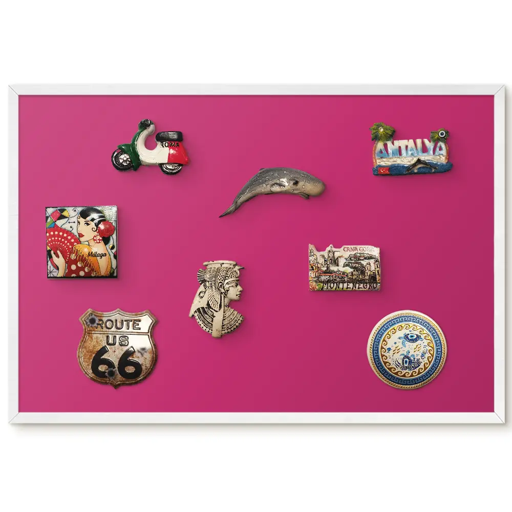 Energikus mély fukszia minimalista fali mágnestábla dekoráció