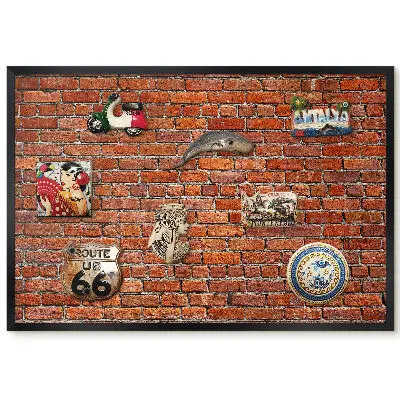 Téglafal mintás, keretes mágneses tábla ipari stílusban