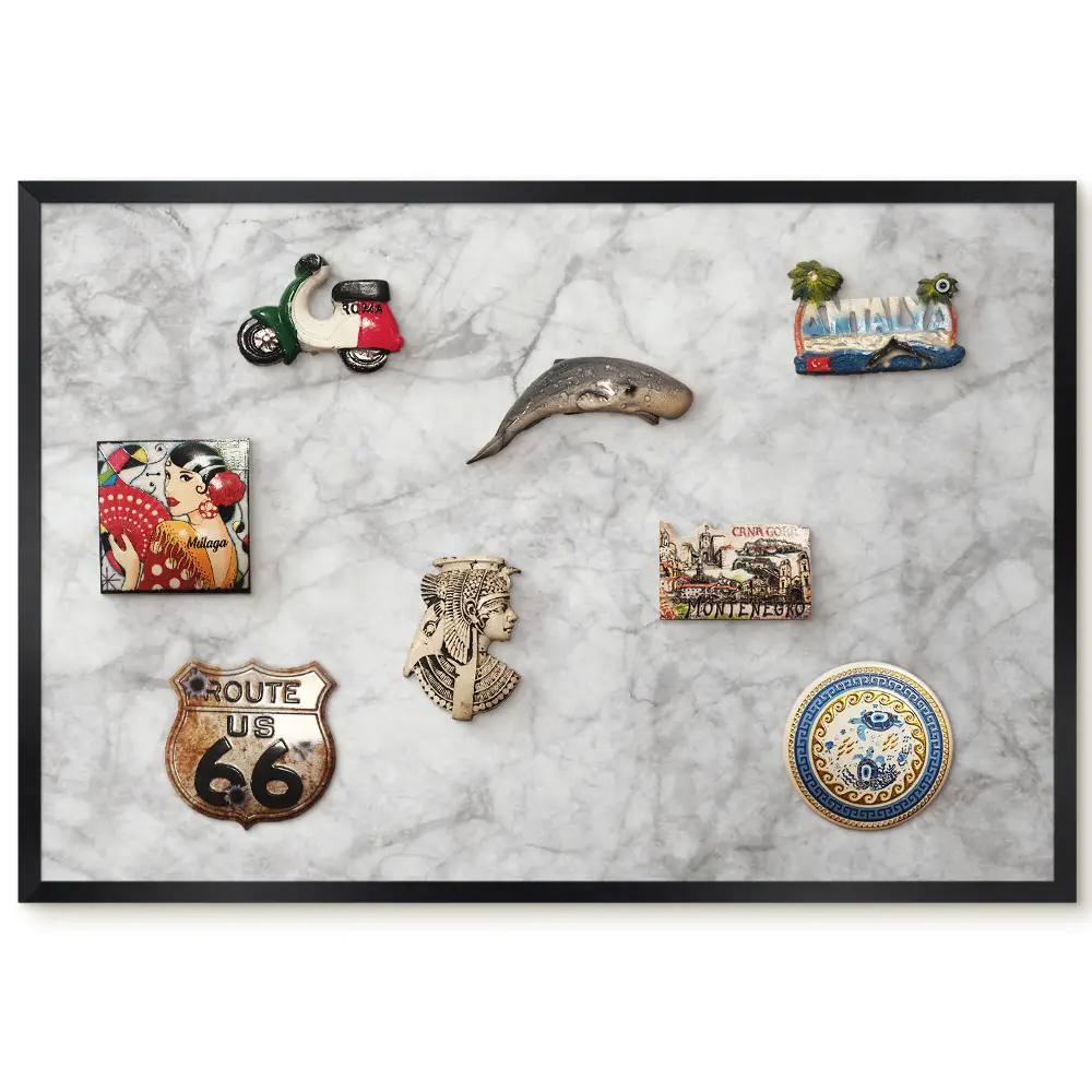 Természetes márvány textúrájú dekoratív fali mágnestábla szürke árnyalatokban