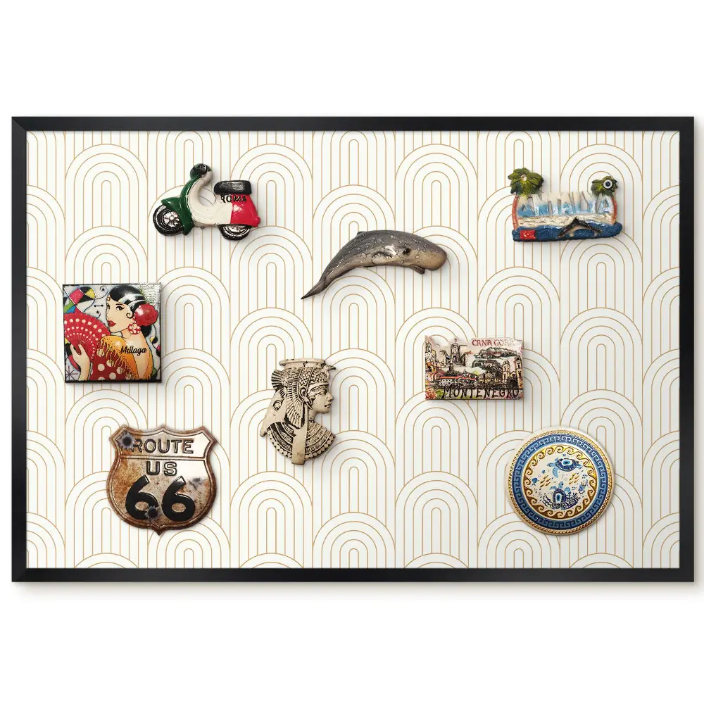 Keretes mágneses tábla elegáns ívmintával