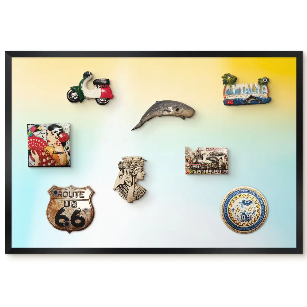 Pasztell színátmenetes keretes mágneses tábla békés mintával