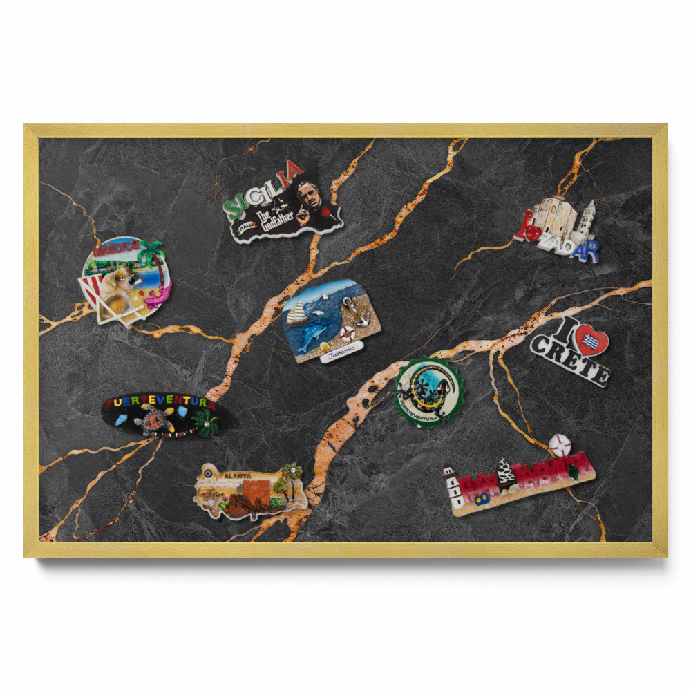 Díszített sötét márvány Mágnes tábla