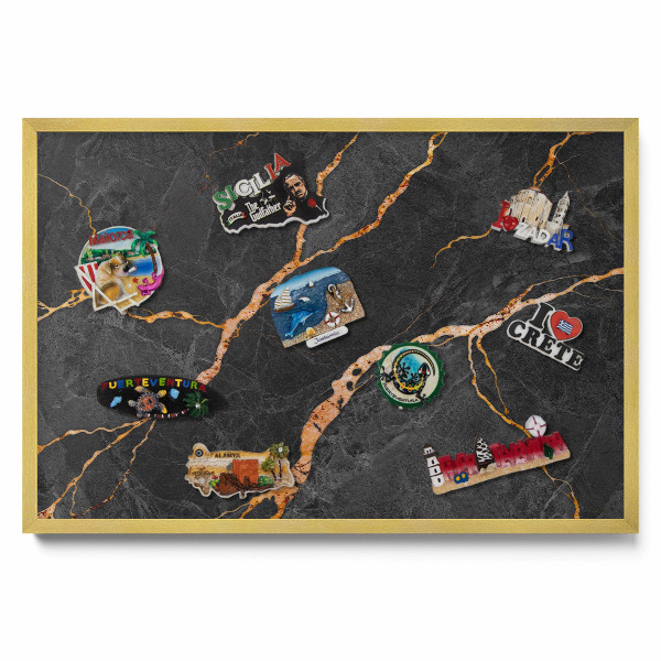 Díszített sötét márvány Mágnes tábla