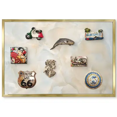Természetes bézs és krém színű mágneses tábla utazási emlékekhez