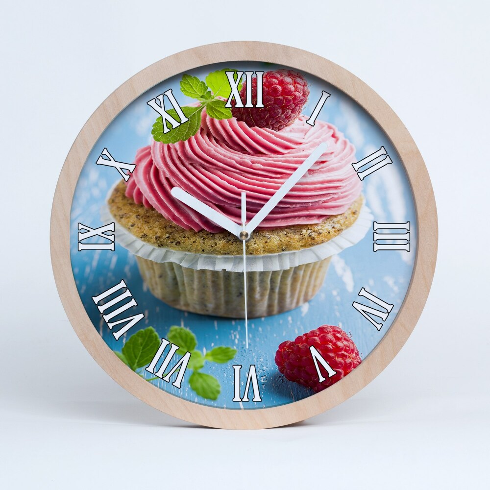 Fából készült óra Málnás cupcake
