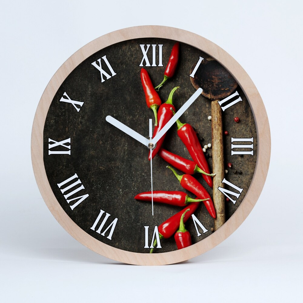 Kerek fa óra Chili paprika