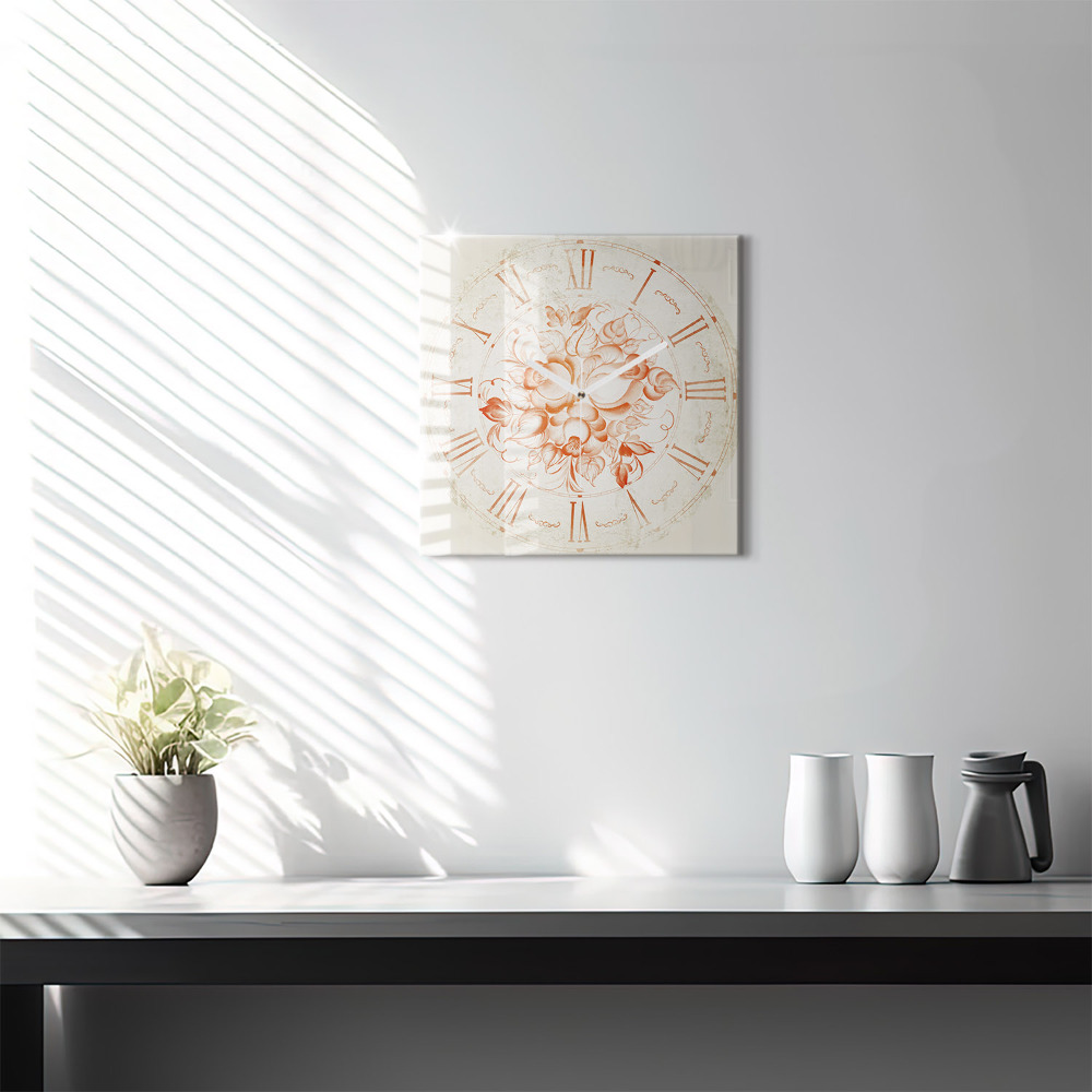 Négyzet alakú üvegóra 30x30 római motívum