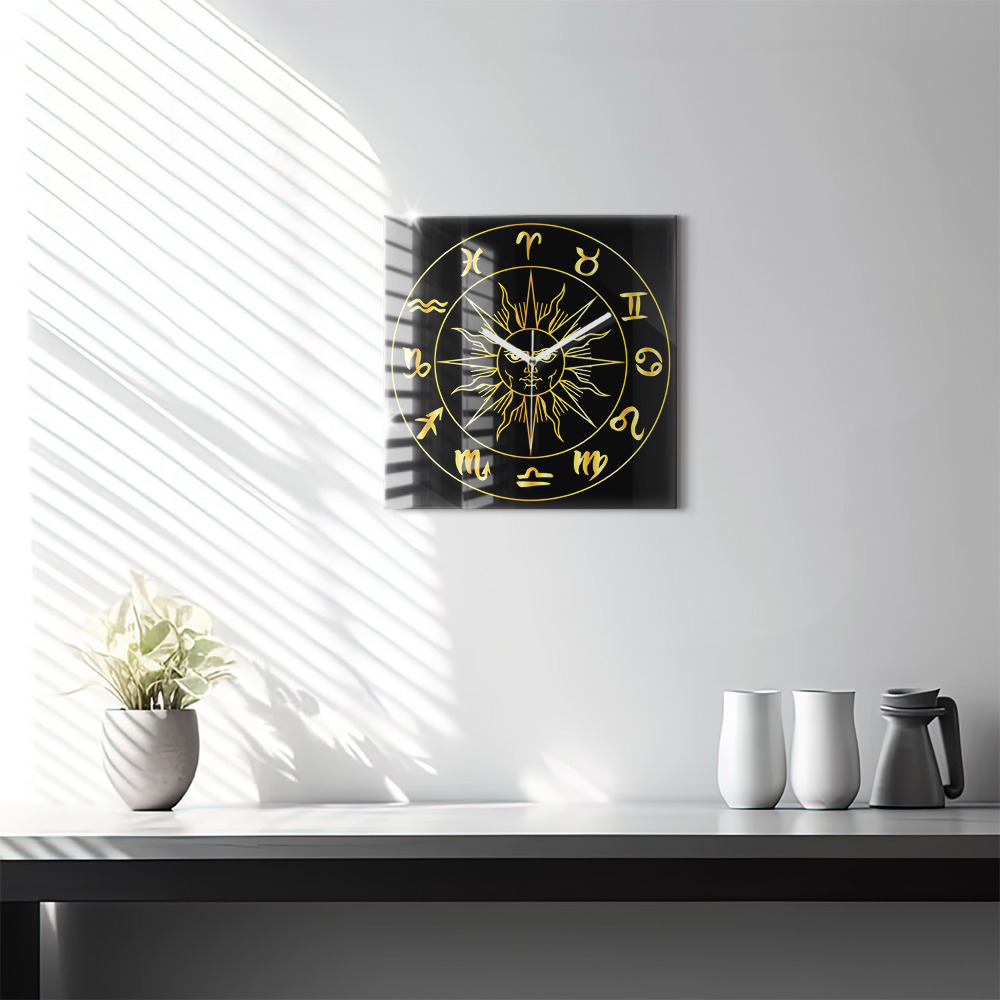 Szögletes fali üvegóra 30x30 Az állatöv jelei