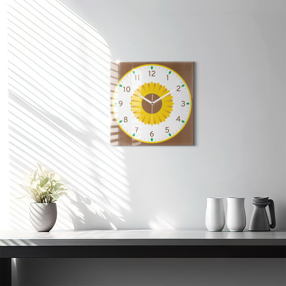 Négyzet alakú üvegóra 30x30 Napraforgó virág