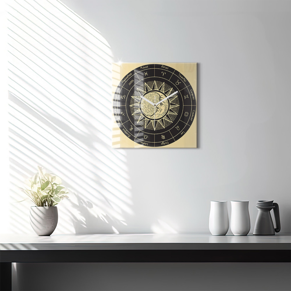 Négyzet alakú üvegóra 30x30 Zodiákusok és a Nap