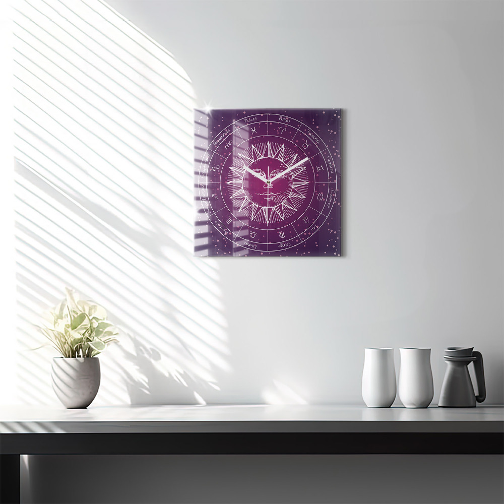 Szögletes üvegóra 30x30 Zodiákus csillagképek