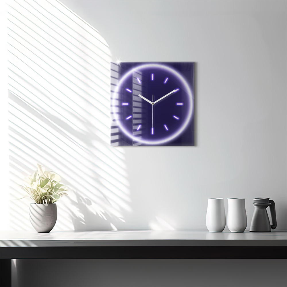 Szögletes üvegóra 30x30 Neon vonalak