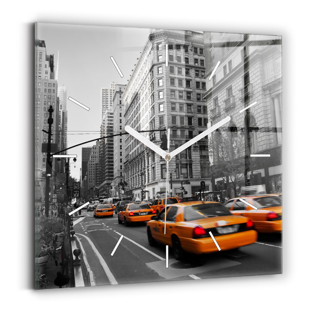 Szögletes üvegóra 30x30 Manhattan és a taxik