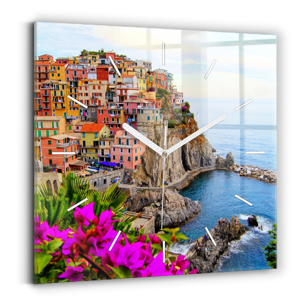 Szögletes üvegóra 30x30 Cinque Terre partja