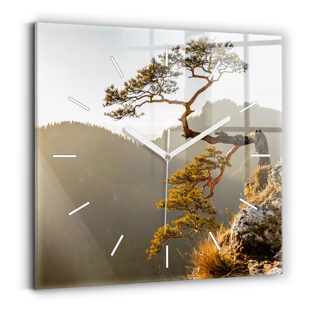 Szögletes üvegóra 30x30 Egy fa a hegyekben