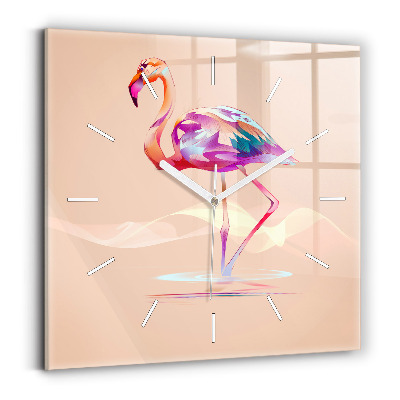 Szögletes fali üvegóra 30x30 Flamingo illusztráció