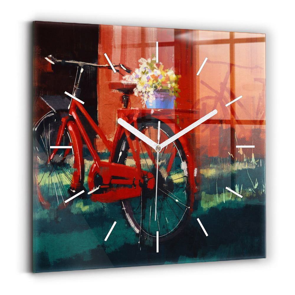 Négyzet alakú üvegóra 30x30 Festett kerékpár