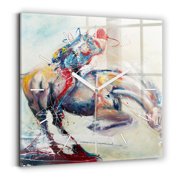 Négyzet alakú üvegóra 30x30 Vágtató lovak illusztráció