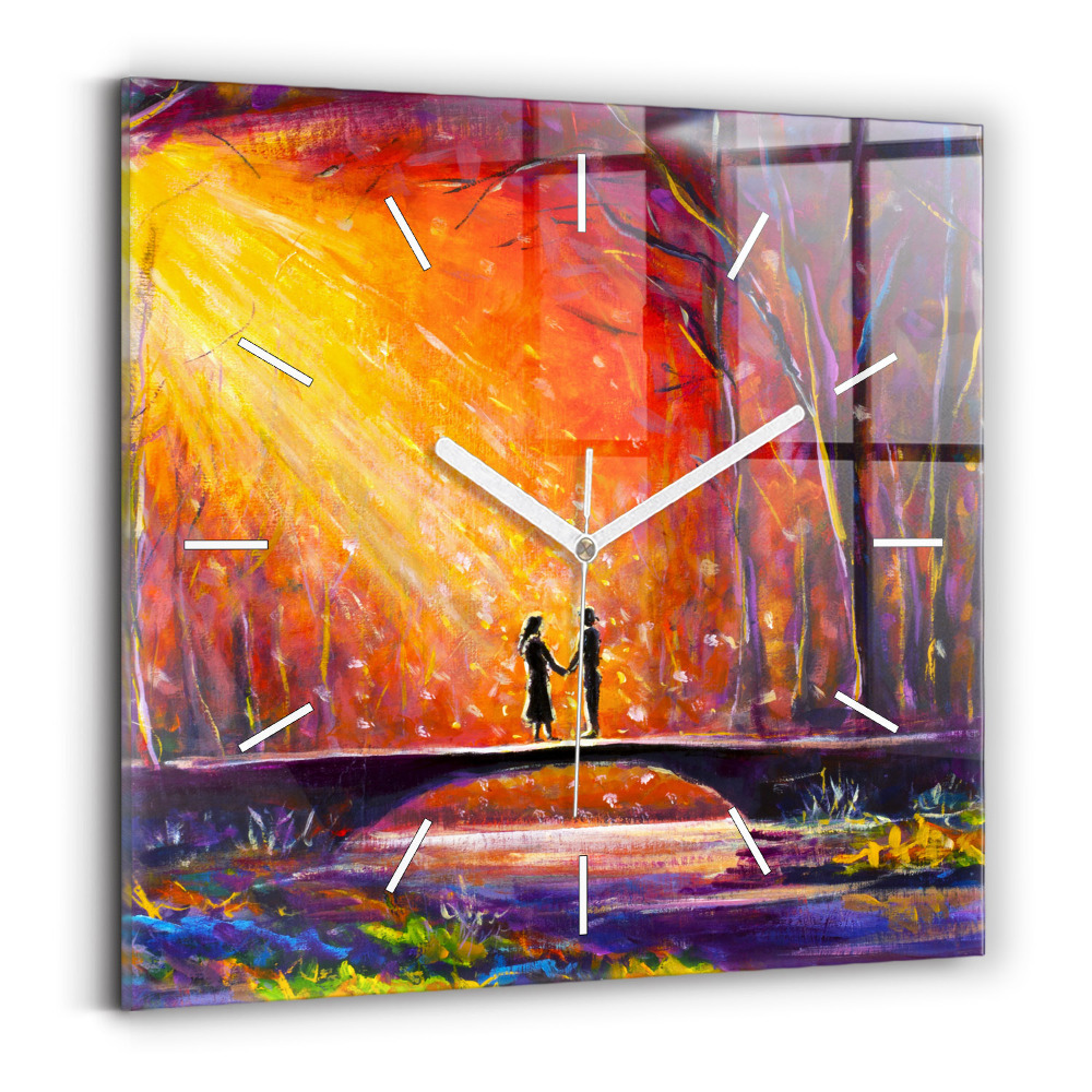 Szögletes fali üvegóra 30x30 Pár az erdőben