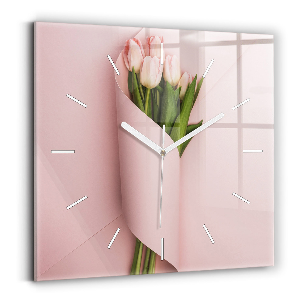 Négyzet alakú üvegóra 30x30 Csokor tulipán virág