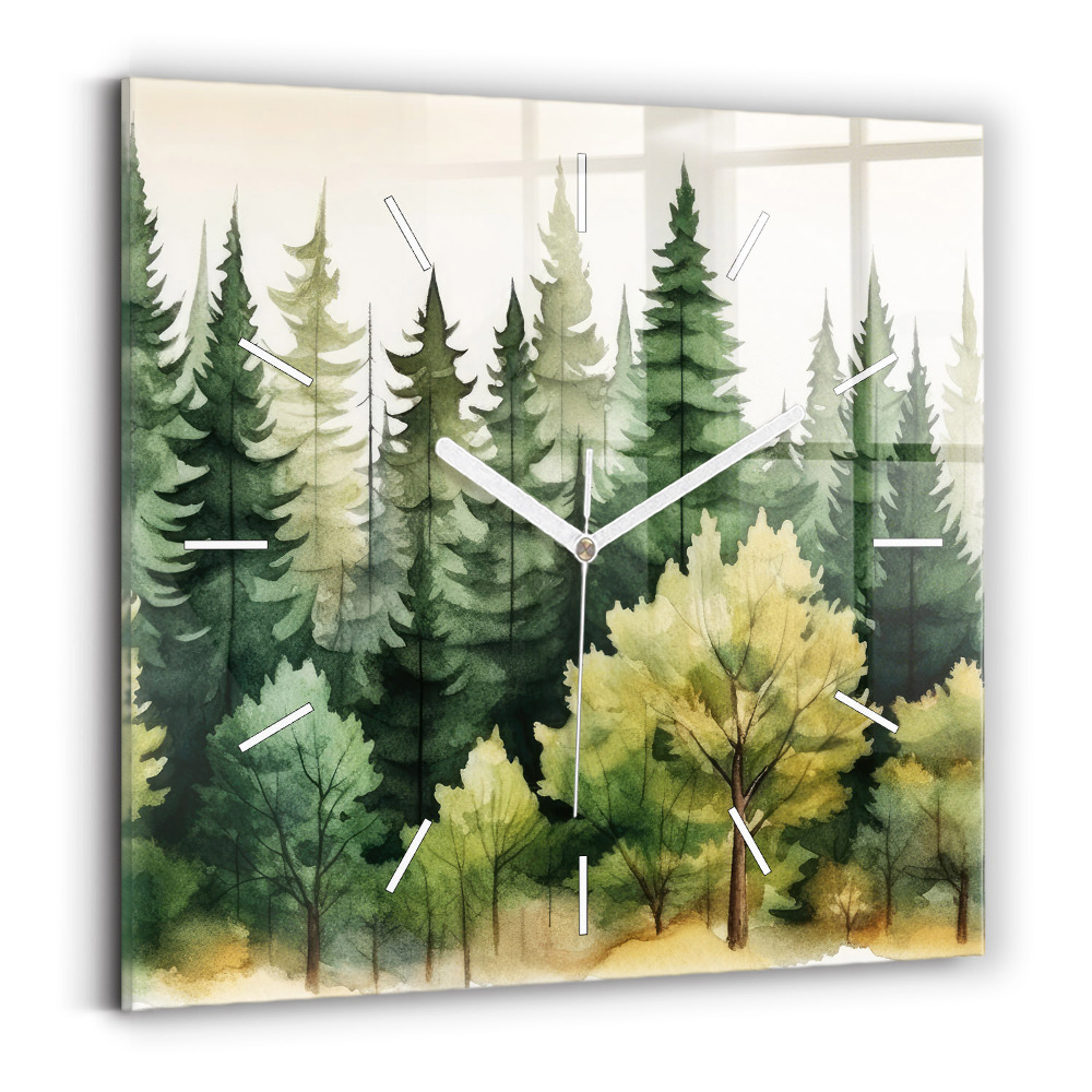 Négyzetes üvegóra 30x30 Erdei táj