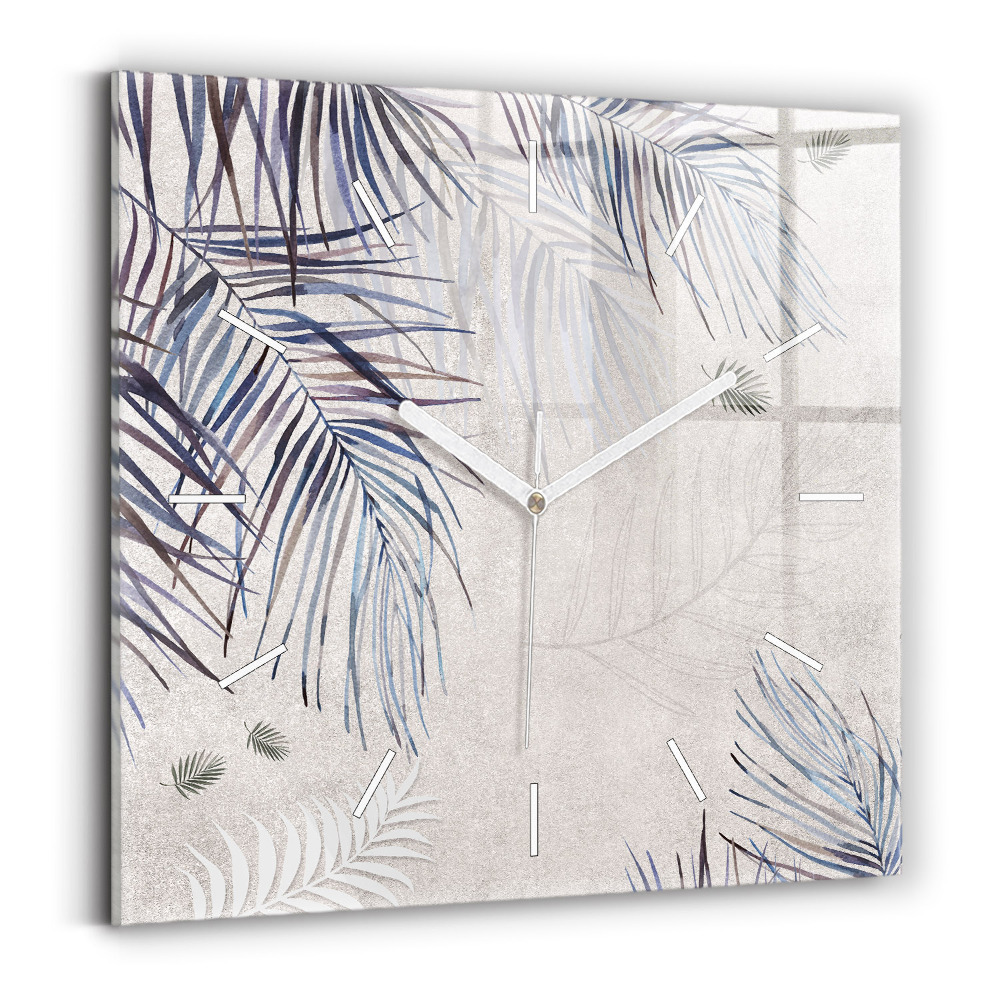 Szögletes üvegóra 30x30 pálmafa levél