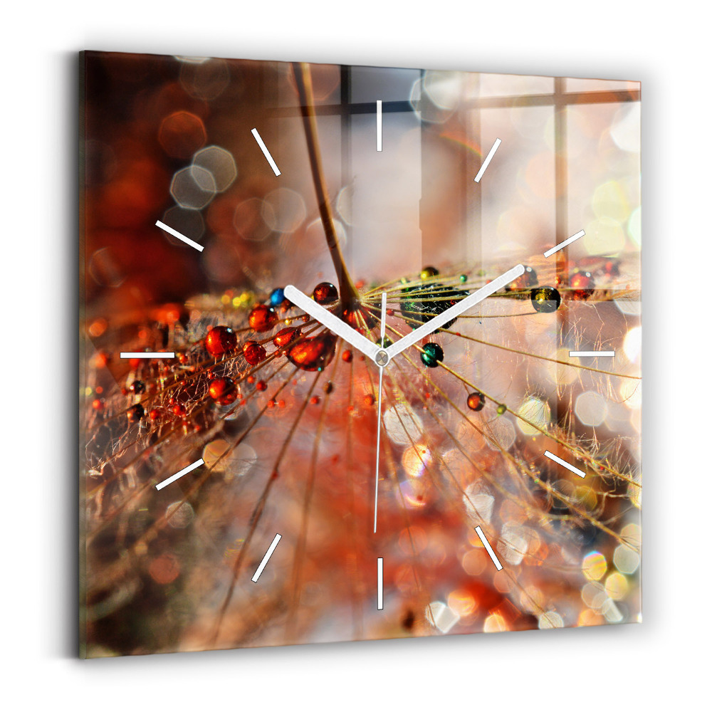 Szögletes üvegóra 30x30 Pitypang harmattal