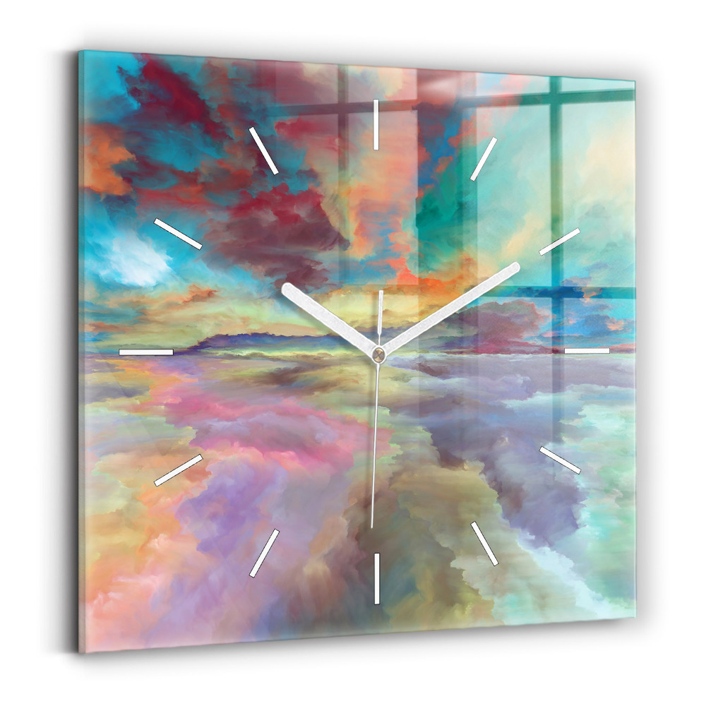Szögletes üvegóra 30x30 Absztrakt táj