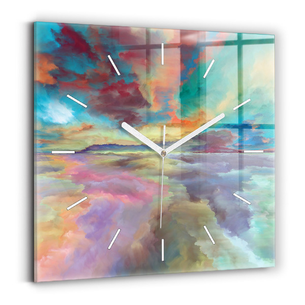 Szögletes üvegóra 30x30 Absztrakt táj