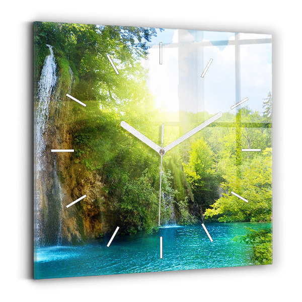 Szögletes üvegóra 30x30 Lagúna táj