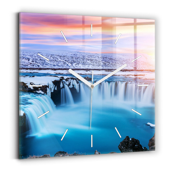 Szögletes üvegóra 30x30 Godafoss vízesés Izlandon