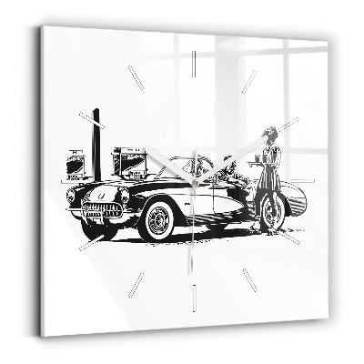 Szögletes fali üvegóra 30x30 Retro Illusztráció