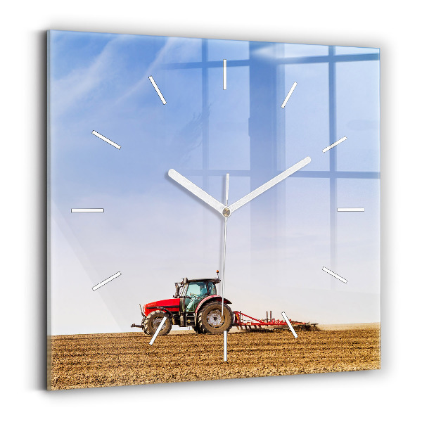 Szögletes fali üvegóra 30x30 Farmer egy traktorban