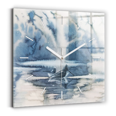 Szögletes üvegóra 30x30 Łódka téli tó