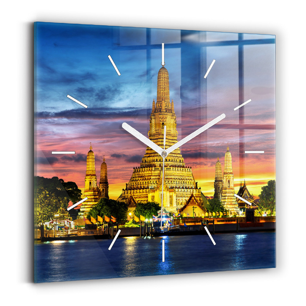 Négyzetes üvegóra 30x30 Templom Bangkokban