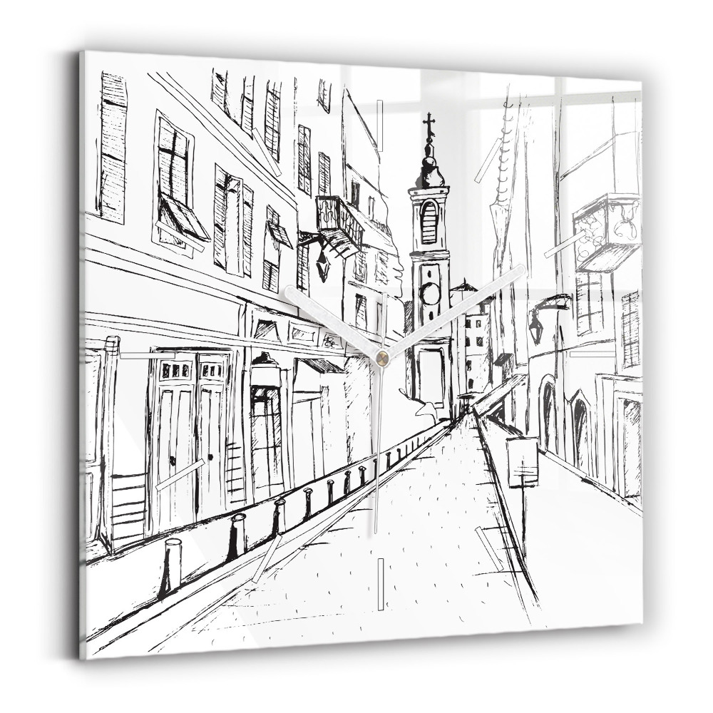 Négyzetes üvegóra 30x30 Provence város rajza
