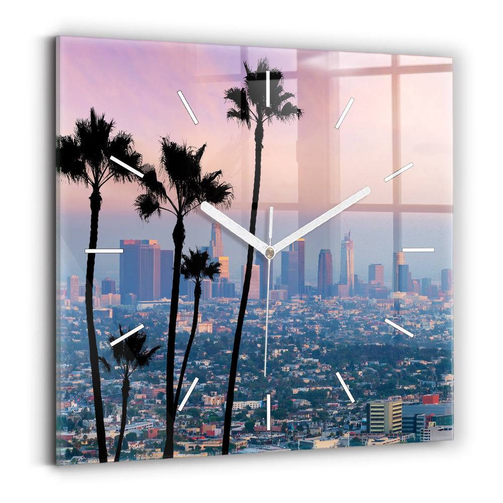 Szögletes fali üvegóra 30x30 Los Angeles-i naplemente