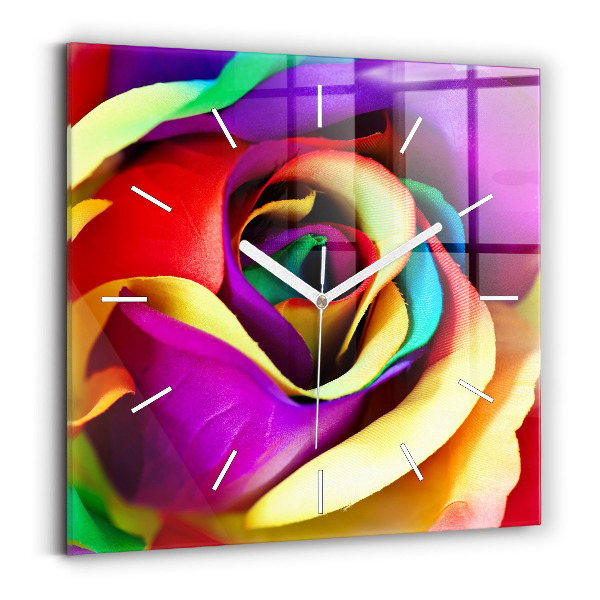 Négyzet alakú üvegóra 30x30 Szivárvány rózsa