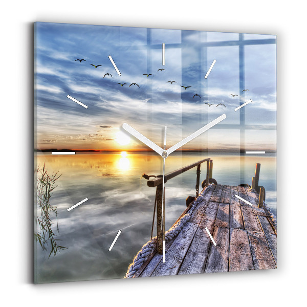 Szögletes fali üvegóra 30x30 Lake Sunset