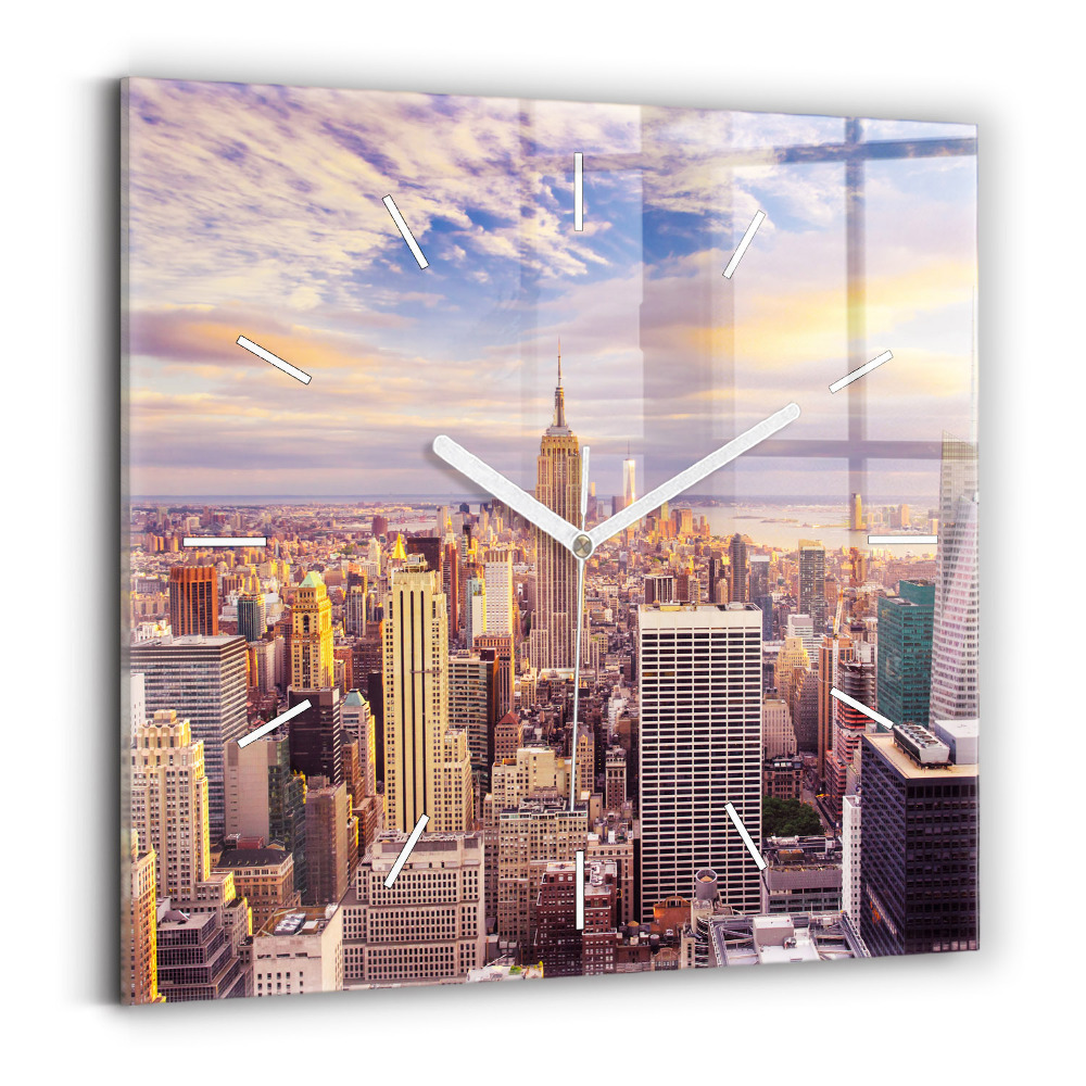 Szögletes fali üvegóra 30x30 New York-i naplemente