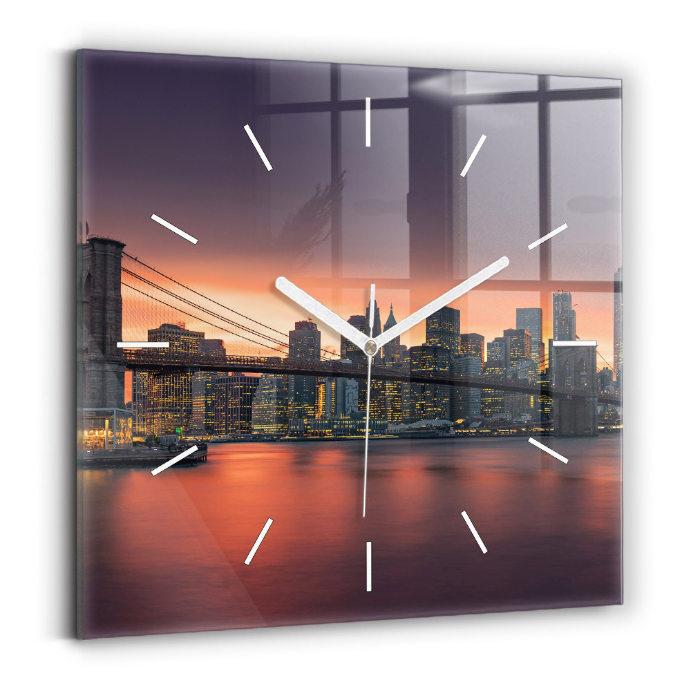 Szögletes üvegóra 30x30 New York East River