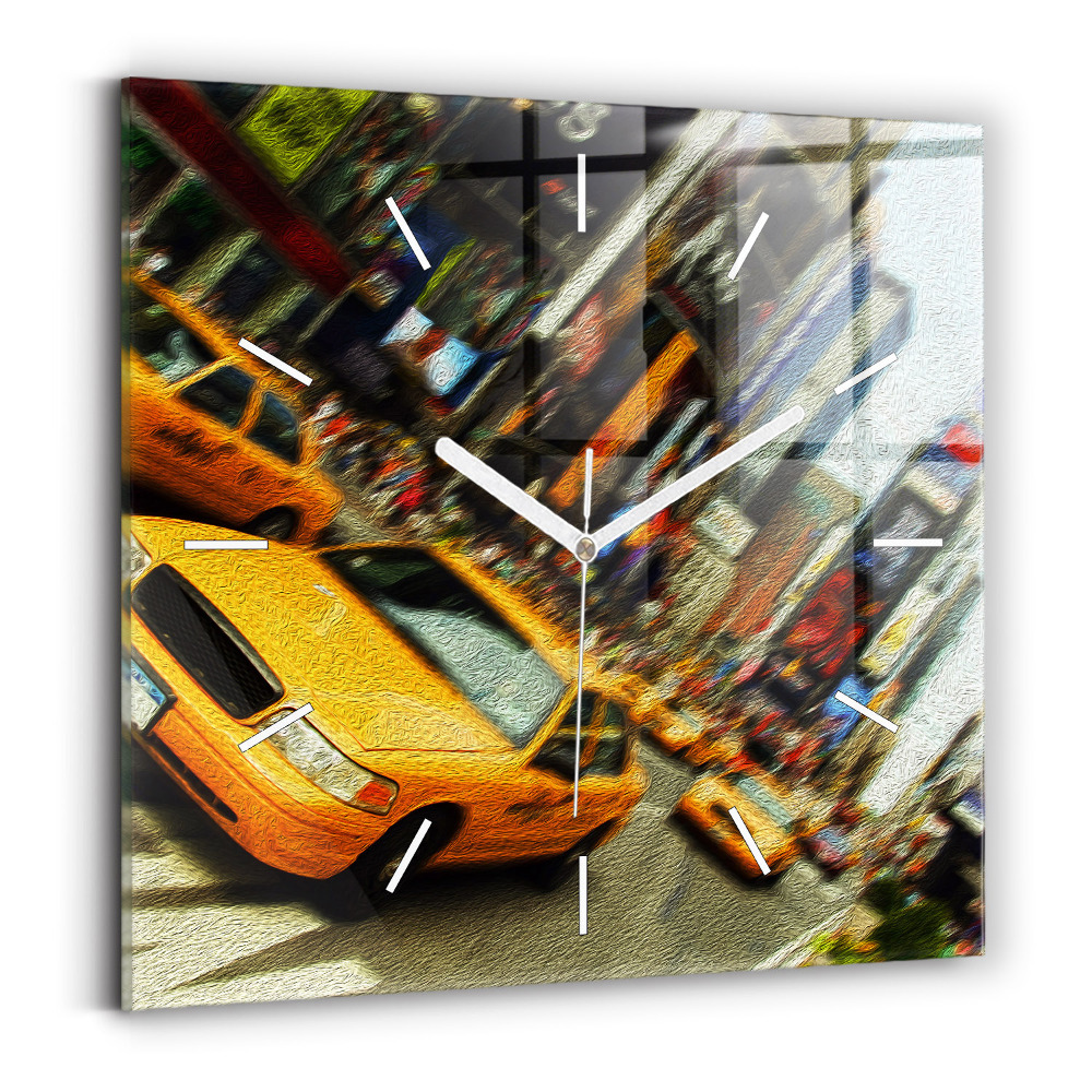 Szögletes fali üvegóra 30x30 New York-i taxik