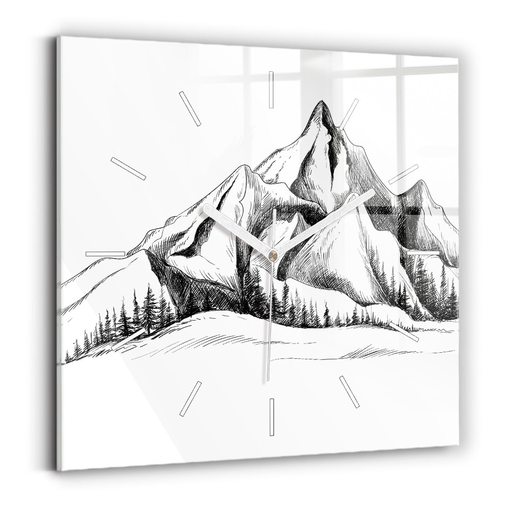 Szögletes fali üvegóra 30x30 Rajzolt hegyek